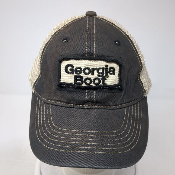 Georgia Boot Snapback Mesh Back Trucker Hat Black One Size Adjustable - Picture 2 of 8